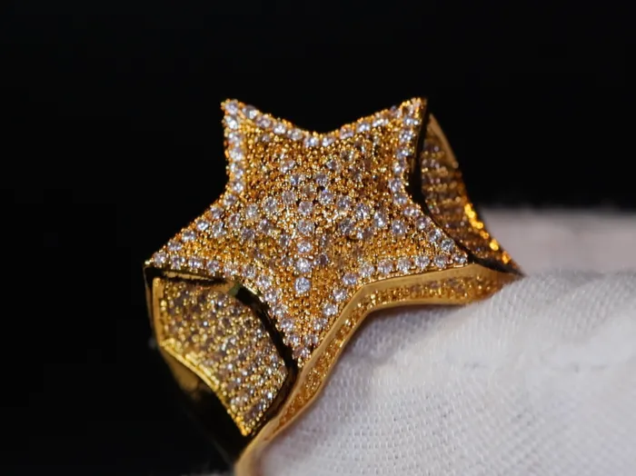 Iced Out Star Ring Star Ring Diamond Star Ring Star Shaped ring Iced Out Star Ring Gold Iced Out Star Ring Big Star Ring Lab Diamonds London Rings