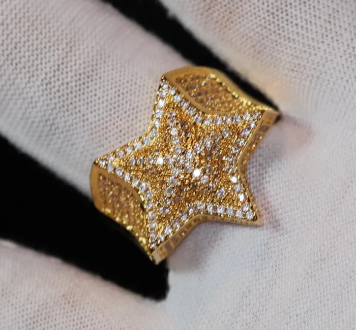 Iced Out Star Ring Star Ring Diamond Star Ring Star Shaped ring Iced Out Star Ring Gold Iced Out Star Ring Big Star Ring Lab Diamonds London Rings
