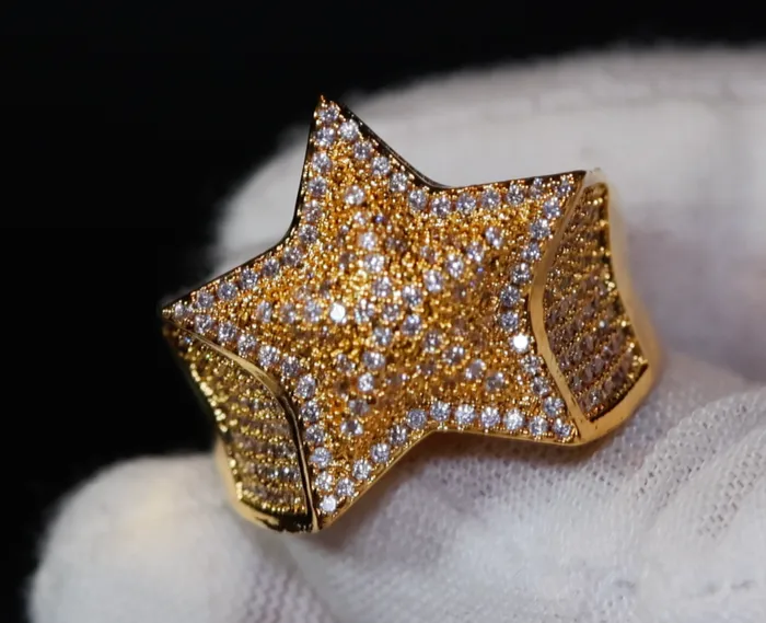 Iced Out Star Ring Star Ring Diamond Star Ring Star Shaped ring Iced Out Star Ring Gold Iced Out Star Ring Big Star Ring Lab Diamonds London Rings