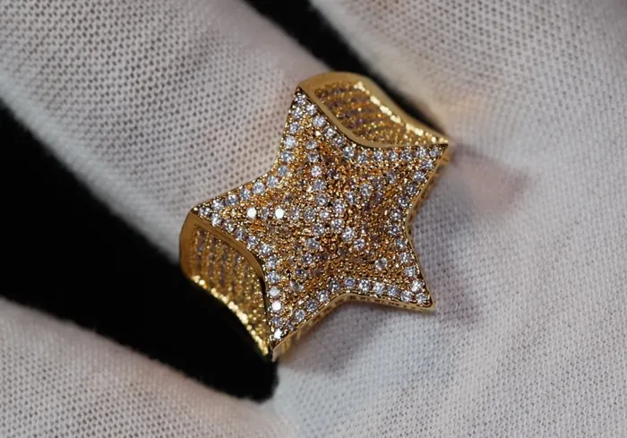 Iced Out Star Ring Star Ring Diamond Star Ring Star Shaped ring Iced Out Star Ring Gold Iced Out Star Ring Big Star Ring Lab Diamonds London Rings