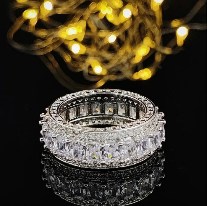 Lab Diamonds London Rings Baguette Ring Silver Diamond Eternity Ring Womens Wedding Band Diamond Ring