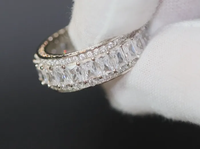 Lab Diamonds London Rings Baguette Ring Silver Diamond Eternity Ring Womens Wedding Band Diamond Ring