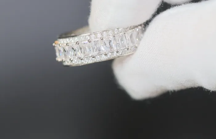 Lab Diamonds London Rings Baguette Ring Silver Diamond Eternity Ring Womens Wedding Band Diamond Ring