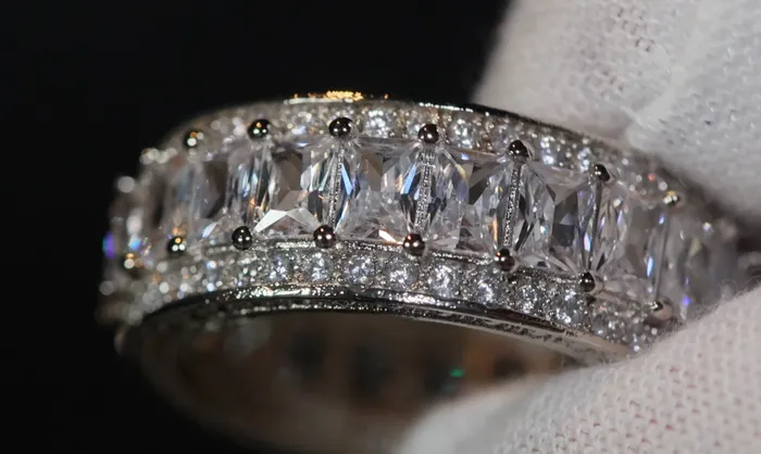 Lab Diamonds London Rings Baguette Ring Silver Diamond Eternity Ring Womens Wedding Band Diamond Ring