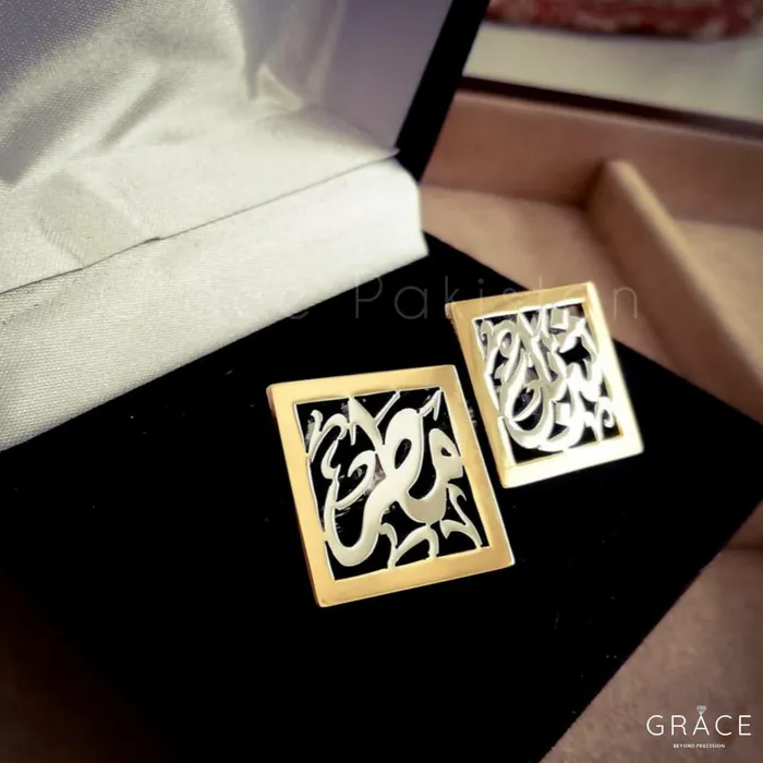 Rings Grace Calligraphic Double Tone Cufflinks