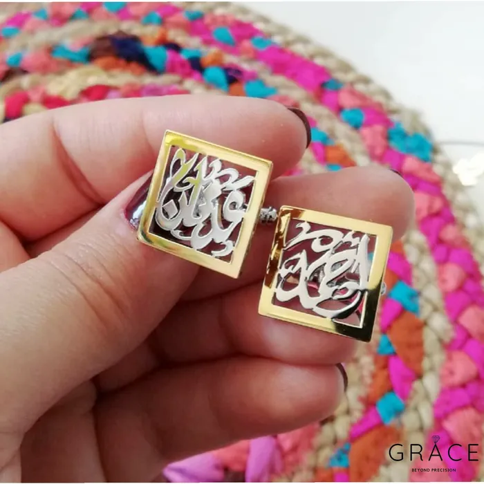 Rings Grace Calligraphic Double Tone Cufflinks