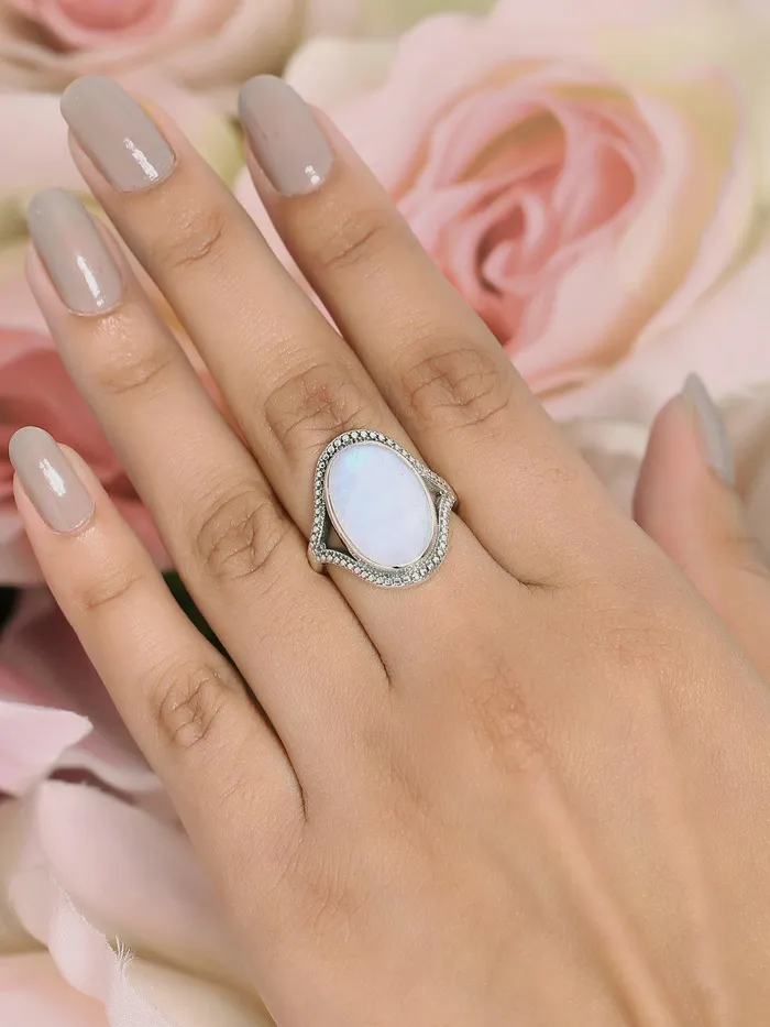 Rings Rainbow Moonstone Solid 925 Sterling Silver Ring Jewelry YoTreasure