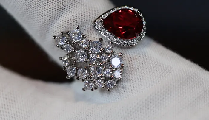 Rings Teardrop Engagement Ring Teardrop Ring Red Diamond Ring Womens Red Diamond Ring Lab Diamonds London