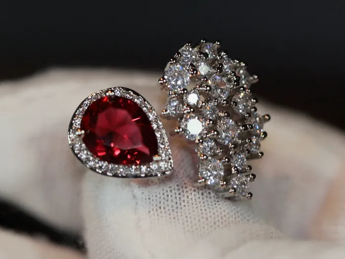 Rings Teardrop Engagement Ring Teardrop Ring Red Diamond Ring Womens Red Diamond Ring Lab Diamonds London