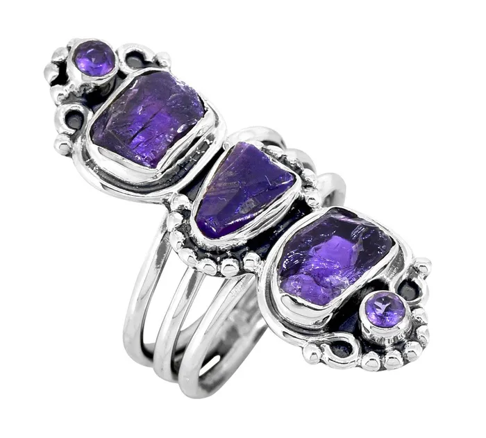 Rings YoTreasure Rough Amethyst Solid 925 Sterling Silver Designer Ring Jewelry Rings YoTreasure Rough Amethyst Solid 925 Sterling Silver Designer Ring Jewelry