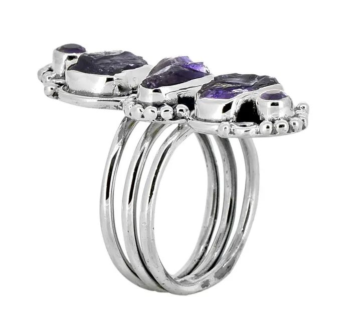 Rings YoTreasure Rough Amethyst Solid 925 Sterling Silver Designer Ring Jewelry Rings YoTreasure Rough Amethyst Solid 925 Sterling Silver Designer Ring Jewelry