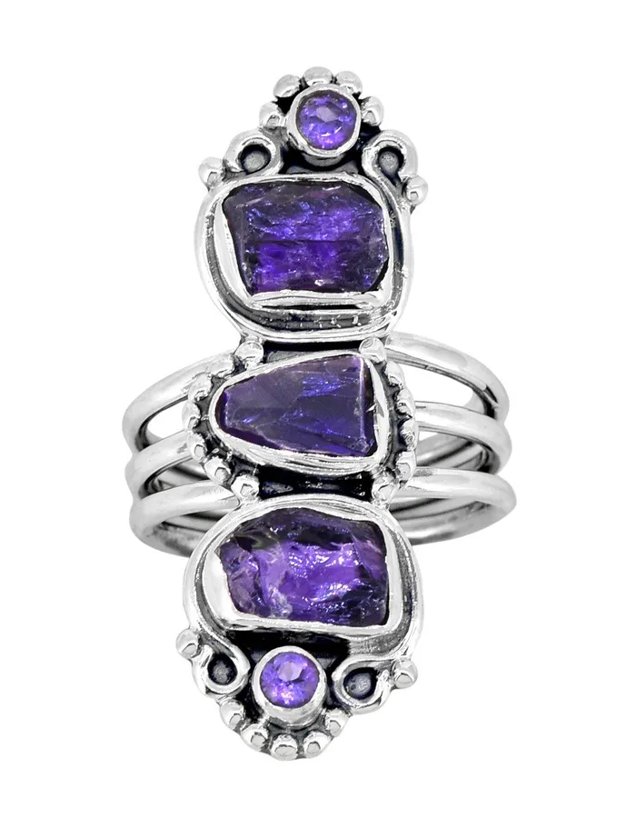 Rings YoTreasure Rough Amethyst Solid 925 Sterling Silver Designer Ring Jewelry Rings YoTreasure Rough Amethyst Solid 925 Sterling Silver Designer Ring Jewelry
