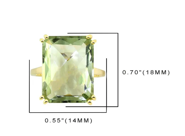 YoTreasure Green Amethyst Solid 925 Sterling Silver Gold Plated Ring Jewelry Rings YoTreasure Green Amethyst Solid 925 Sterling Silver Gold Plated Ring Jewelry Rings