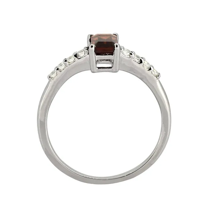 YoTreasure Rings 064 Ct Garnet White Topaz Solid 925 Sterling Silver Ring Jewelry