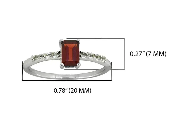 YoTreasure Rings 064 Ct Garnet White Topaz Solid 925 Sterling Silver Ring Jewelry