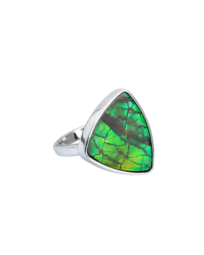 YoTreasure Rings 113 Ct Ammolite Solid 925 Sterling Silver Ring