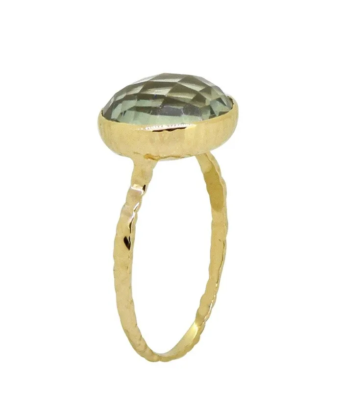 YoTreasure Rings 577 Ct Green Amethyst Solid 14k Yellow Gold Ring Jewelry