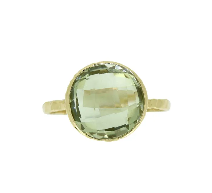 YoTreasure Rings 577 Ct Green Amethyst Solid 14k Yellow Gold Ring Jewelry