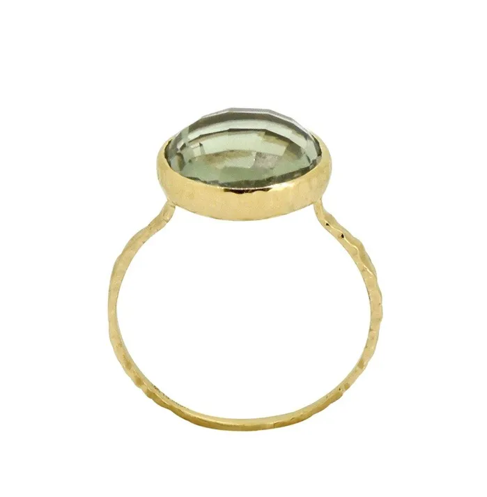 YoTreasure Rings 577 Ct Green Amethyst Solid 14k Yellow Gold Ring Jewelry