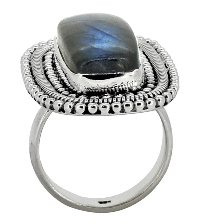 YoTreasure Rings Labradorite Solid 925 Sterling Silver Ring Jewelry