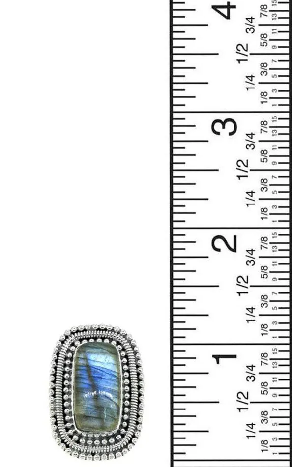 YoTreasure Rings Labradorite Solid 925 Sterling Silver Ring Jewelry