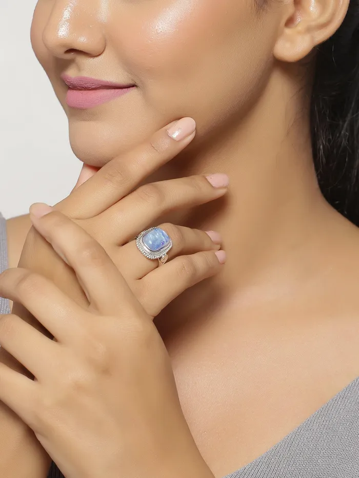 YoTreasure Rings Moonstone Solid 925 Sterling Silver Gemstone Ring