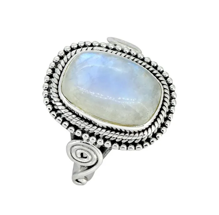 YoTreasure Rings Moonstone Solid 925 Sterling Silver Gemstone Ring