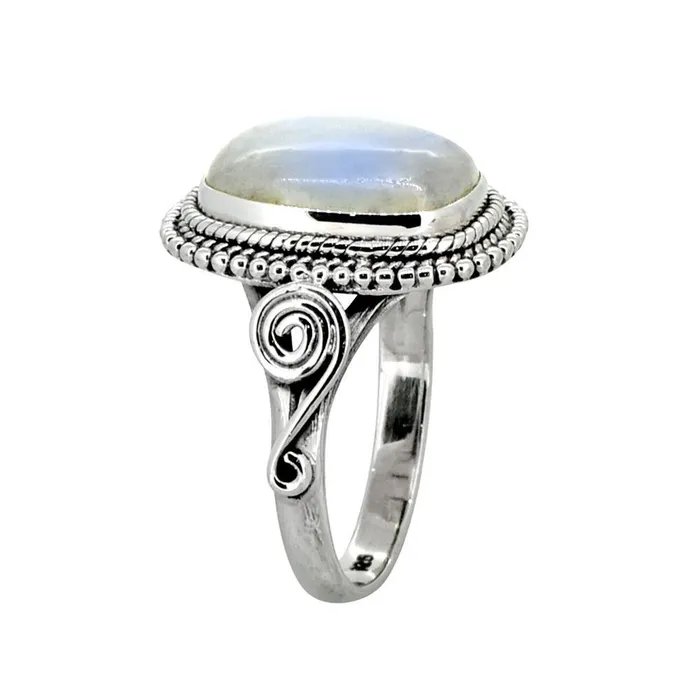 YoTreasure Rings Moonstone Solid 925 Sterling Silver Gemstone Ring