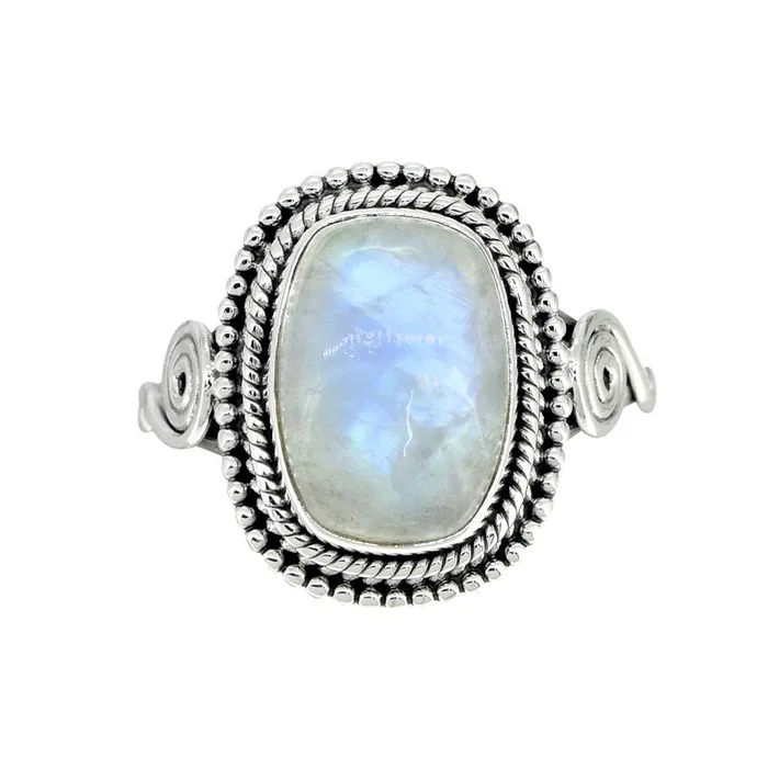YoTreasure Rings Moonstone Solid 925 Sterling Silver Gemstone Ring