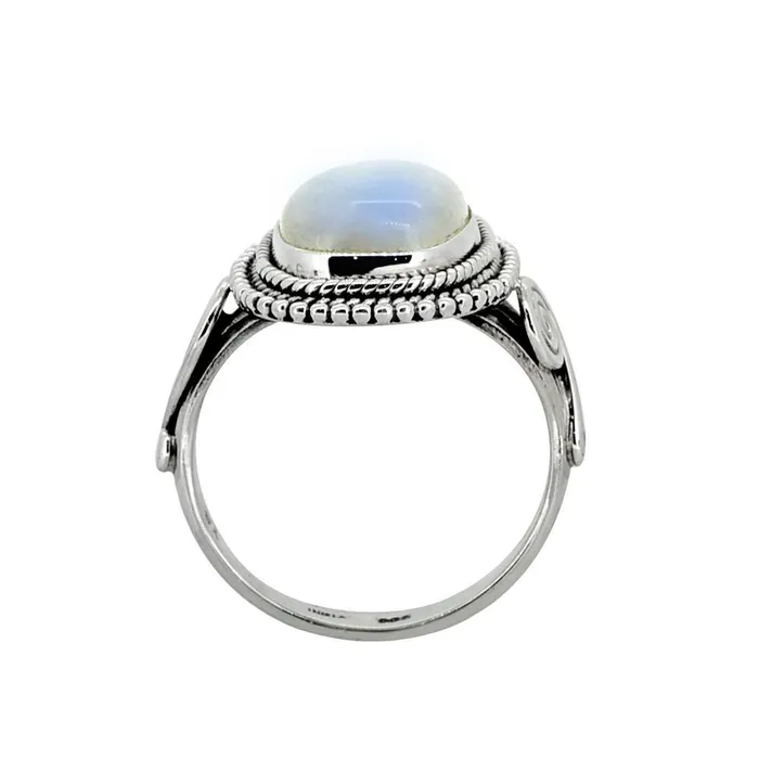 YoTreasure Rings Moonstone Solid 925 Sterling Silver Gemstone Ring