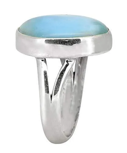 YoTreasure Rings Solid 925 Sterling Silver Natural Larimar Ring