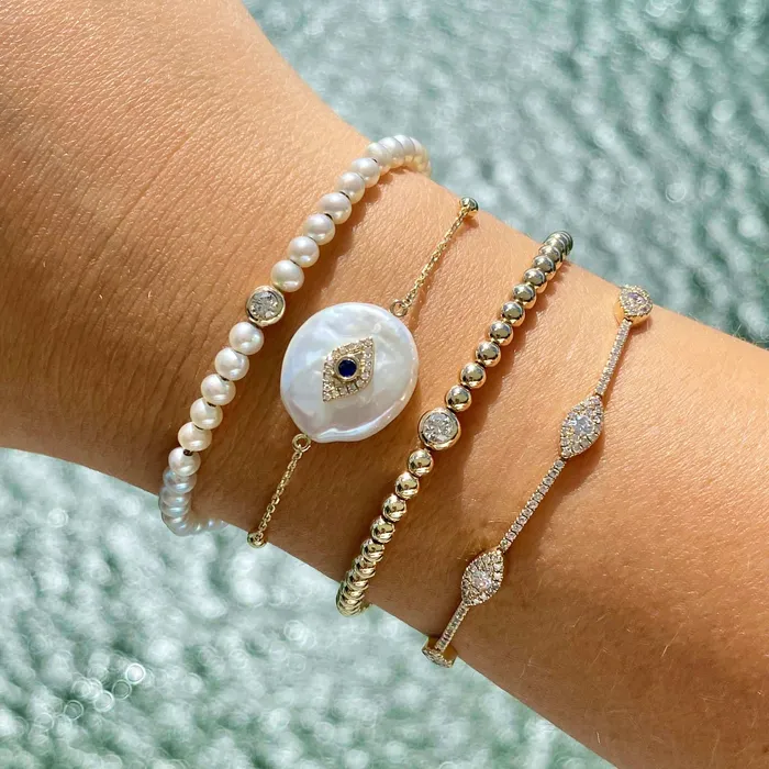 Bracelets Izakov Diamonds Fine Jewelry 14K Gold Micro Pave Diamond Eyes Tennis Bracelet