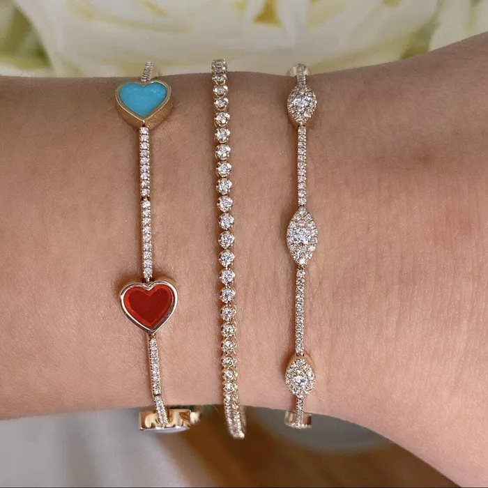 Bracelets Izakov Diamonds Fine Jewelry 14K Gold Micro Pave Diamond Eyes Tennis Bracelet