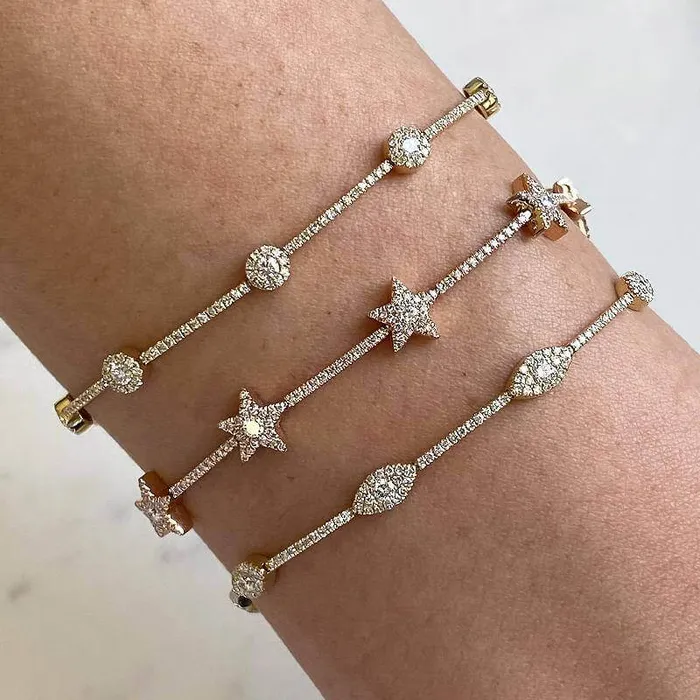 Bracelets Izakov Diamonds Fine Jewelry 14K Gold Micro Pave Diamond Eyes Tennis Bracelet