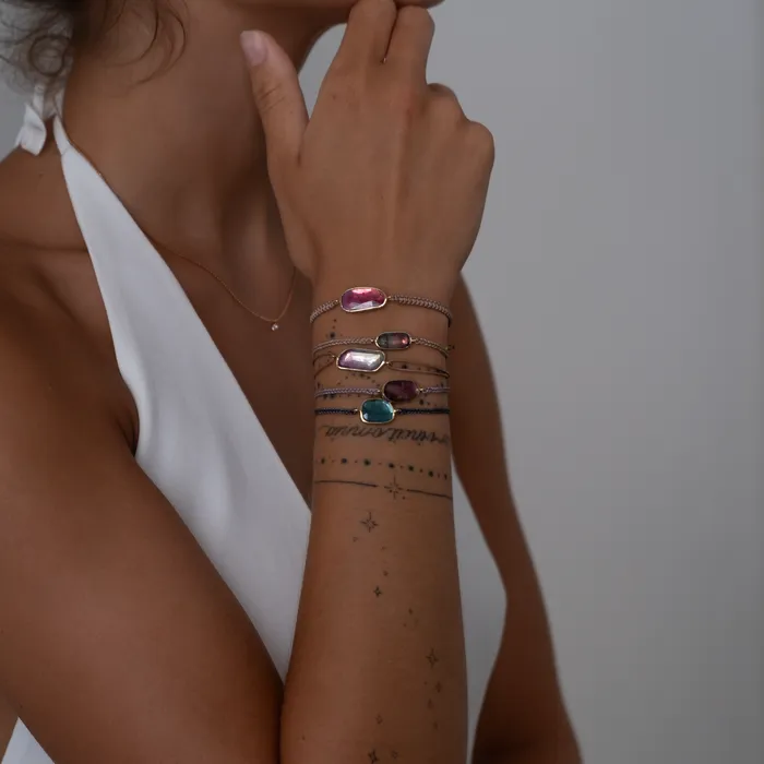 Bracelets Vivien Frank Designs Pink Tourmaline Bracelet 14k Gold