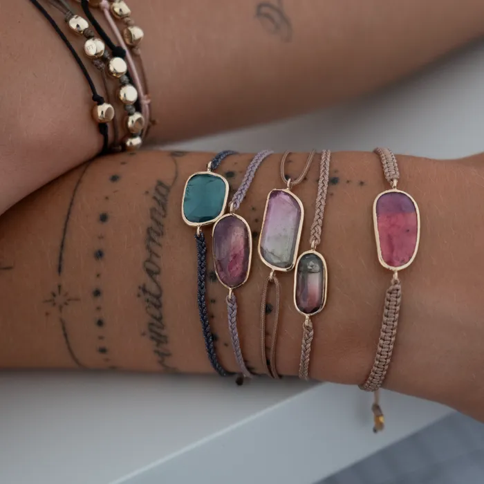 Bracelets Vivien Frank Designs Pink Tourmaline Bracelet 14k Gold