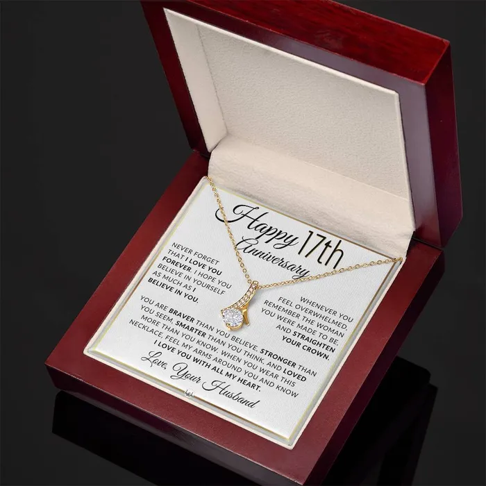 Necklaces ShineOn Fulfillment 17th Anniversary Gift For Wife Anniversary Gift Idea For Your Wife Drop Pendant Necklace Heartfelt Anniversary Message