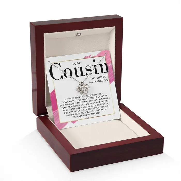 Necklaces ShineOn Fulfillment Gift For Female Cousin Present for Girl Cousin She To My Nanigans Pendant Necklace Great For Christmas Her Birthday Or Encouragement Gift