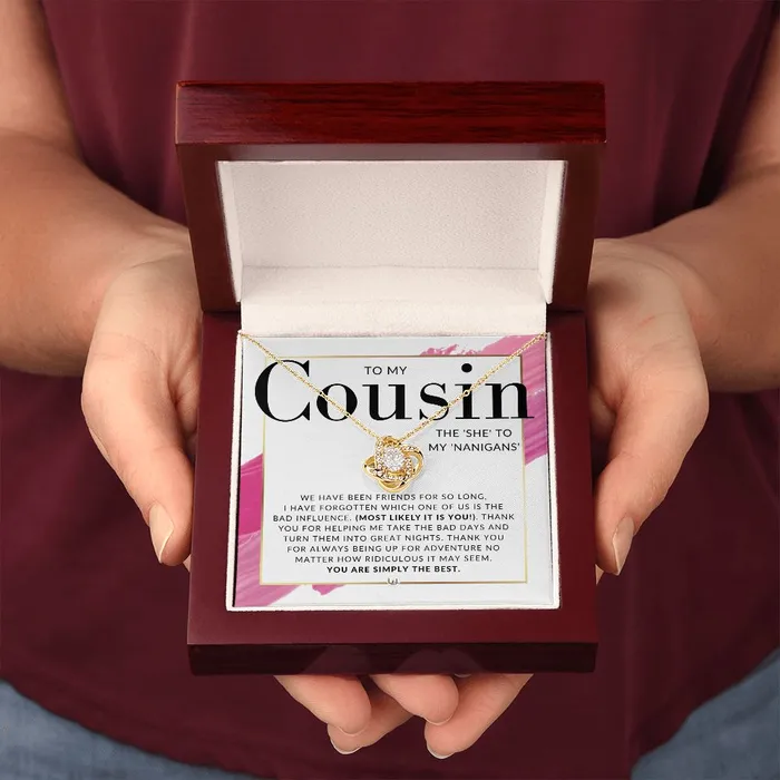 Necklaces ShineOn Fulfillment Gift For Female Cousin Present for Girl Cousin She To My Nanigans Pendant Necklace Great For Christmas Her Birthday Or Encouragement Gift