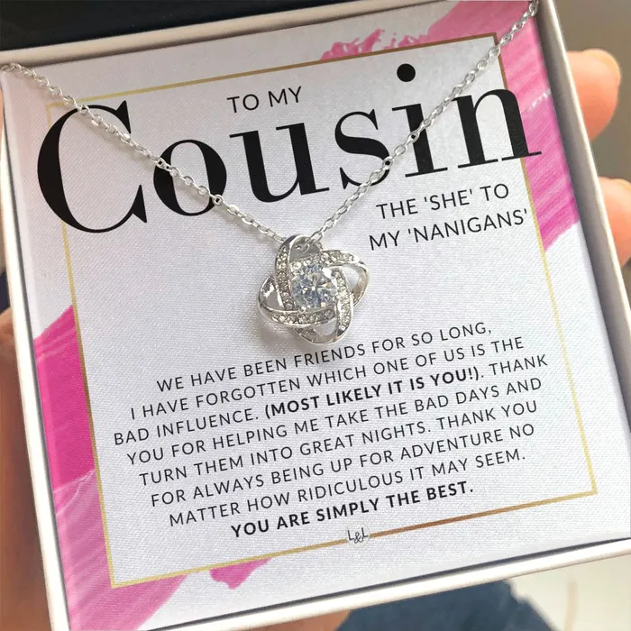Necklaces ShineOn Fulfillment Gift For Female Cousin Present for Girl Cousin She To My Nanigans Pendant Necklace Great For Christmas Her Birthday Or Encouragement Gift