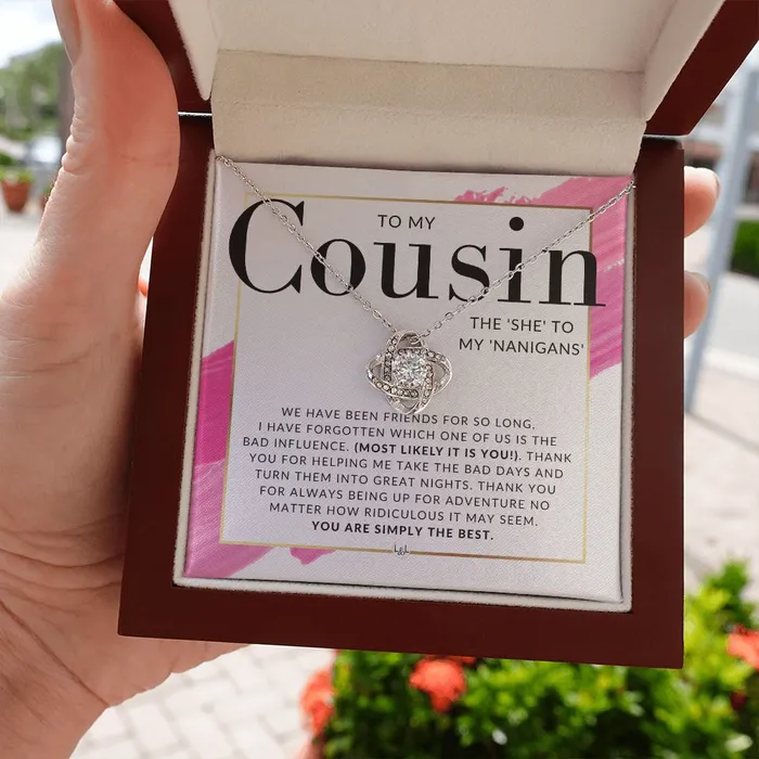 Necklaces ShineOn Fulfillment Gift For Female Cousin Present for Girl Cousin She To My Nanigans Pendant Necklace Great For Christmas Her Birthday Or Encouragement Gift