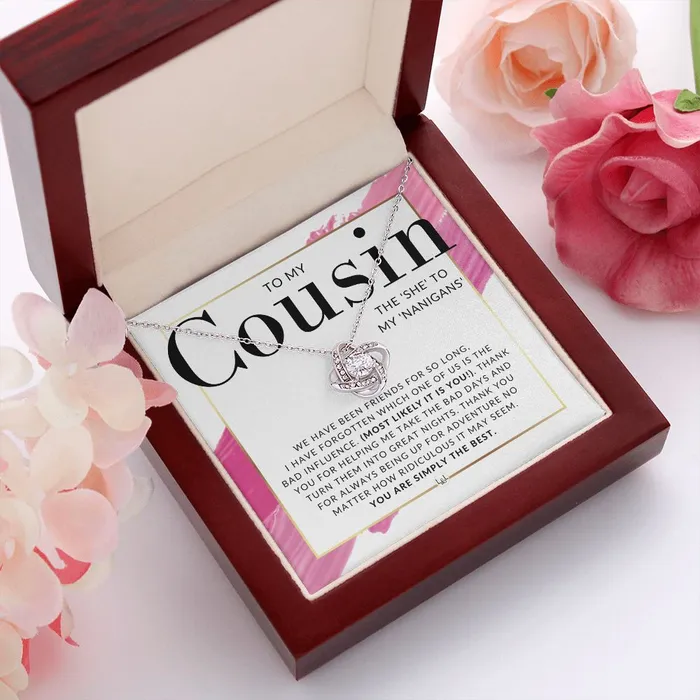 Necklaces ShineOn Fulfillment Gift For Female Cousin Present for Girl Cousin She To My Nanigans Pendant Necklace Great For Christmas Her Birthday Or Encouragement Gift
