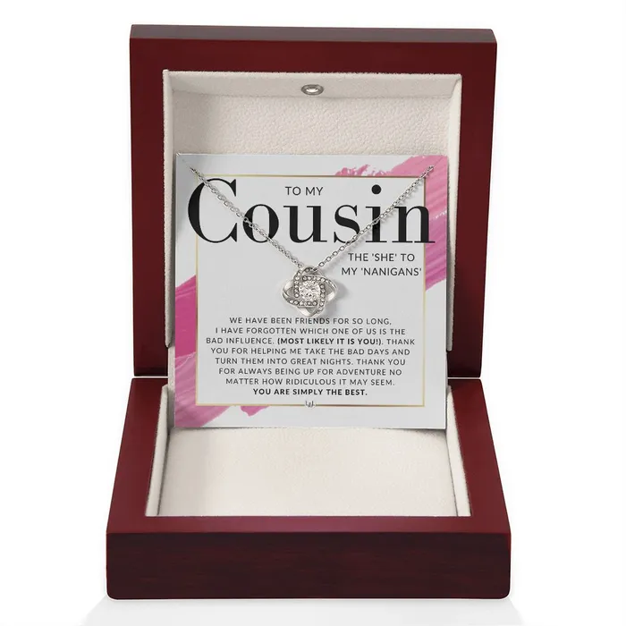 Necklaces ShineOn Fulfillment Gift For Female Cousin Present for Girl Cousin She To My Nanigans Pendant Necklace Great For Christmas Her Birthday Or Encouragement Gift