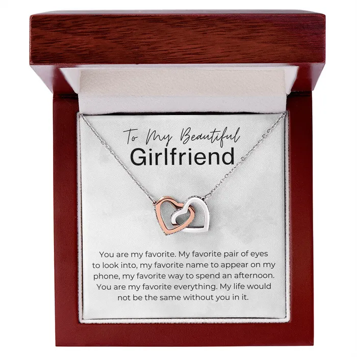Necklaces ShineOn Fulfillment You Are My Favorite Gift for Girlfriend Interlocking Heart Pendant Necklace