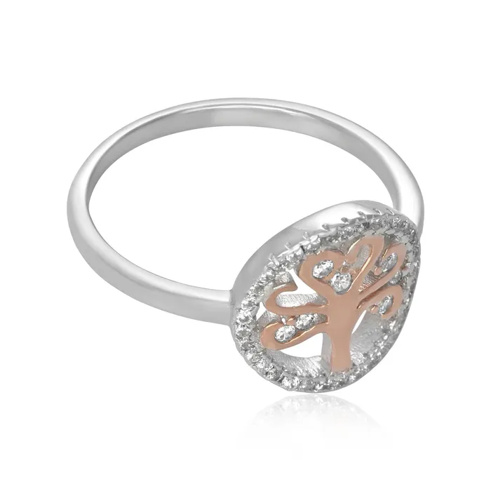 Rings Teeda RZ7162 Silver and Gold Tree of Life CZ Ring