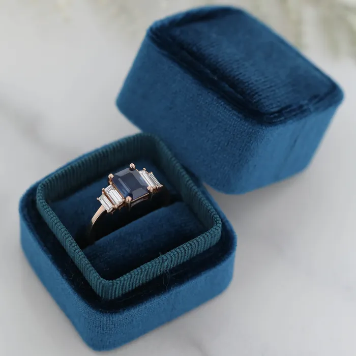 Rings VENVS The Estelle 14k Yellow Size 45 Stone MOS57 Blue Ring Box Custom Engraving 0