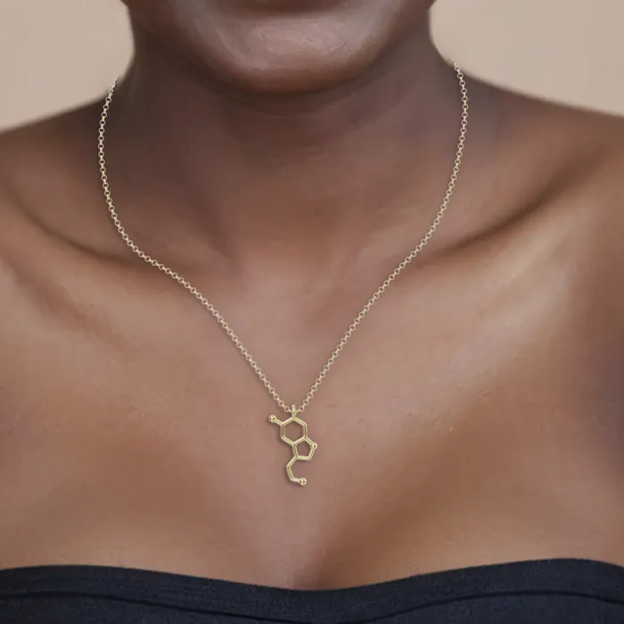 serotonin necklace V gold vermeil sciencejewelry1824 Necklaces